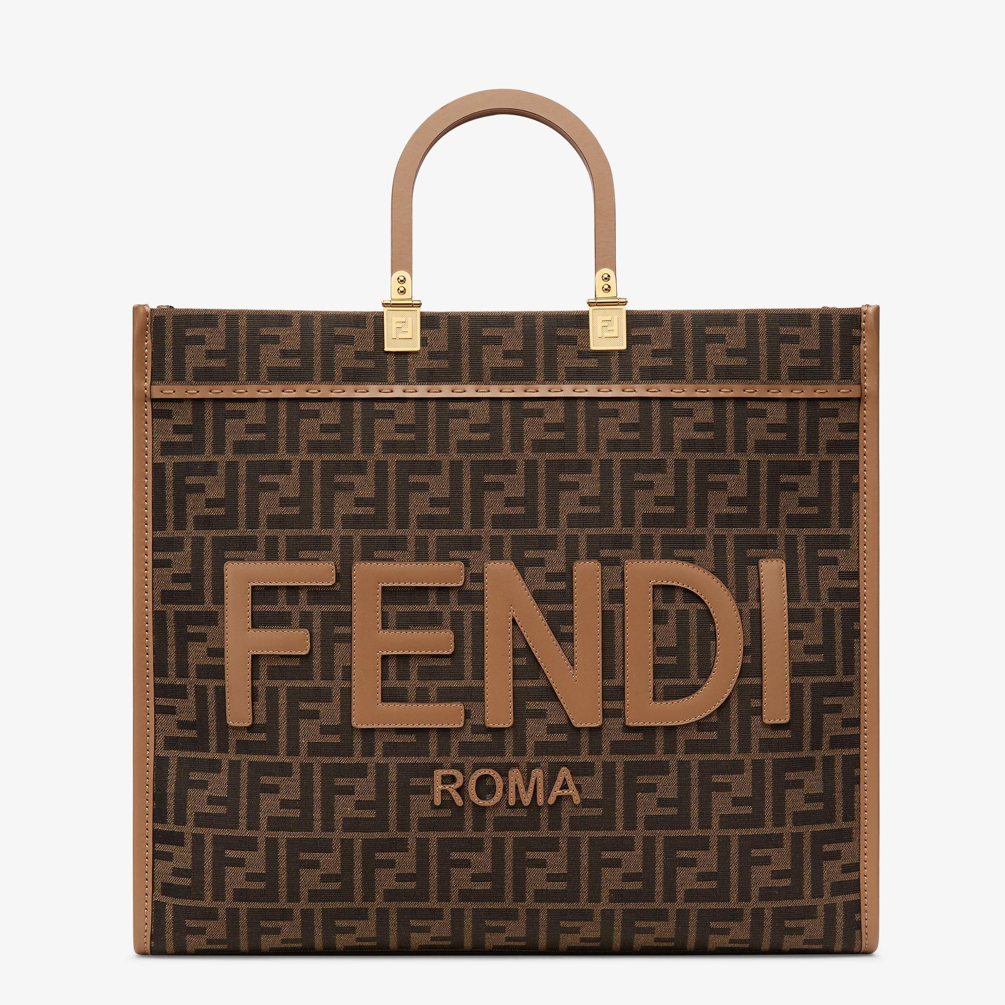 Fendi Sunshine LargeBrown FF jacquard fabric shopper Product Image