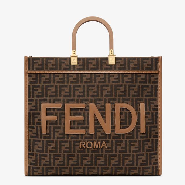 Fendi Sunshine LargeBrown FF jacquard fabric shopper Product Image