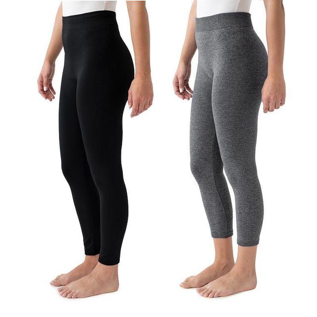 Muk Luks Womens 2 Pack of Leggings, Charcoal Black/black Product Image