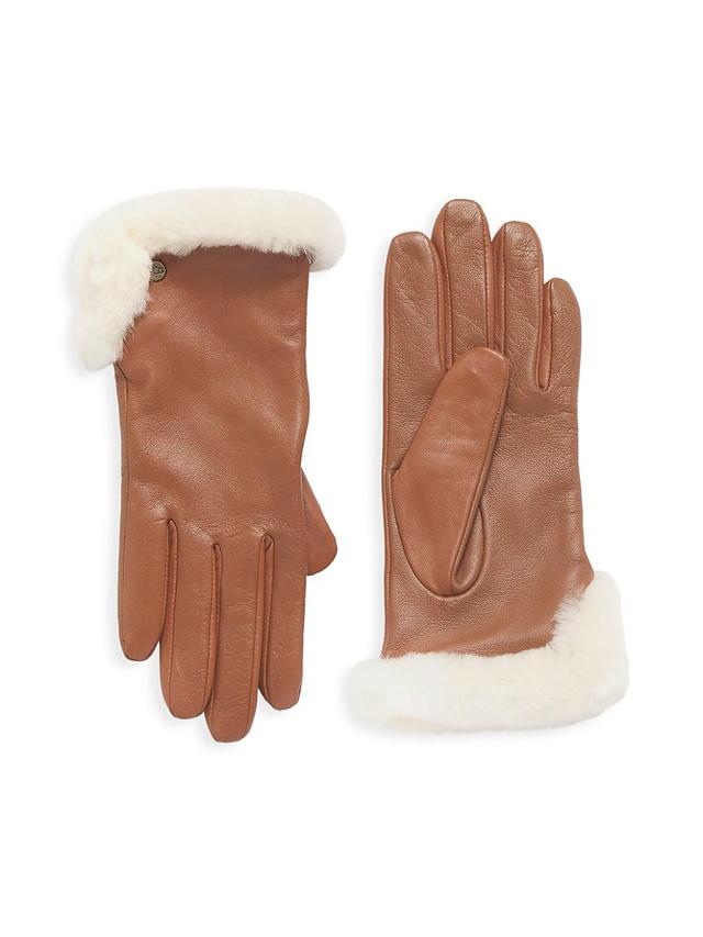 Womens Shearling-Trimmed Leather Gloves Product Image