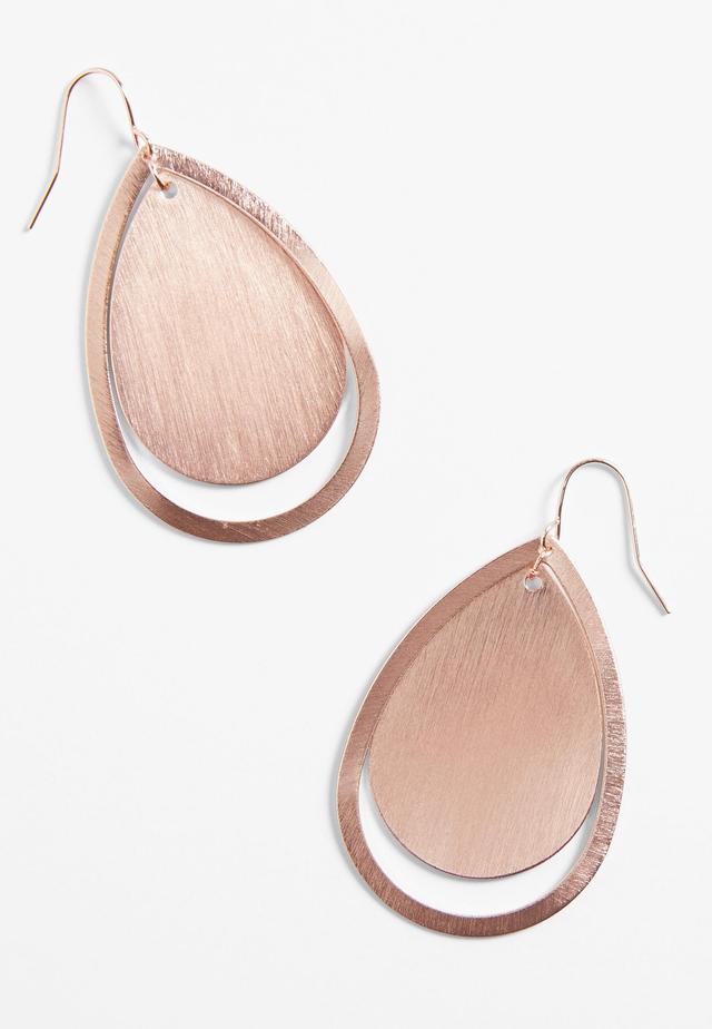 Maurices Womens Brushed Rose Gold Double Teardrop Earrings Size O/s Product Image