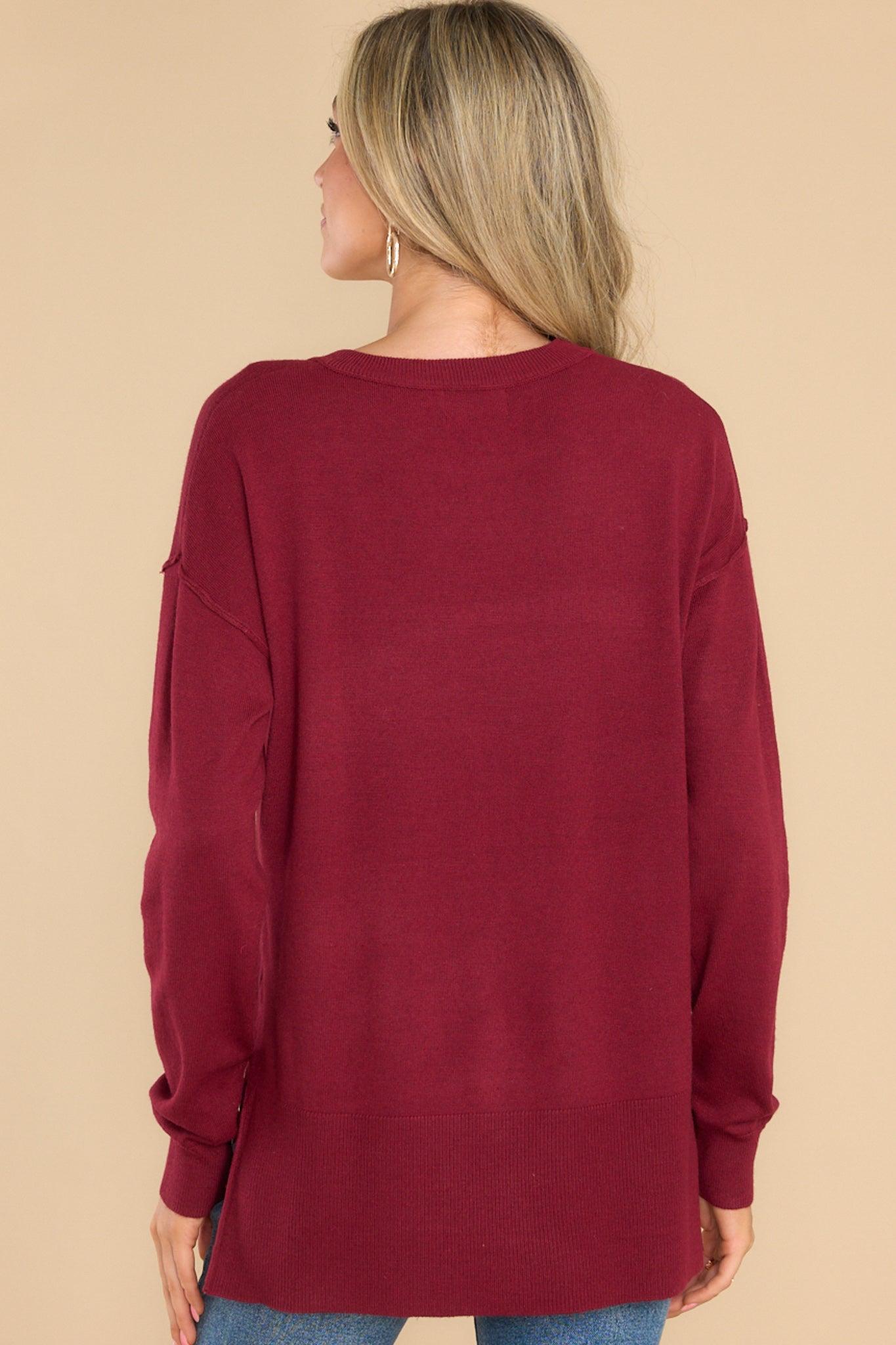 Bonfire Weekends Burgundy Sweater Product Image