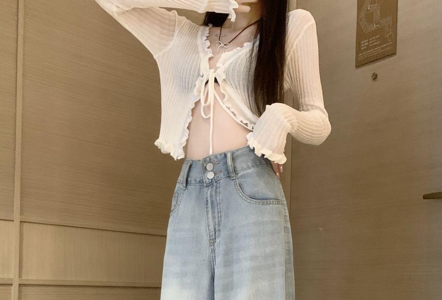 Mid Rise Washed Wide Leg Jeans Product Image