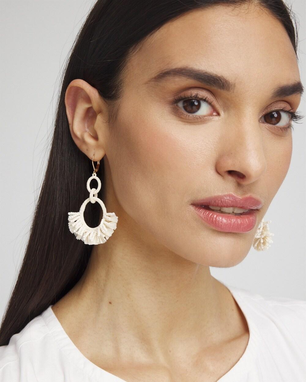 No Droop™ White Raffia Wrap Earrings Product Image