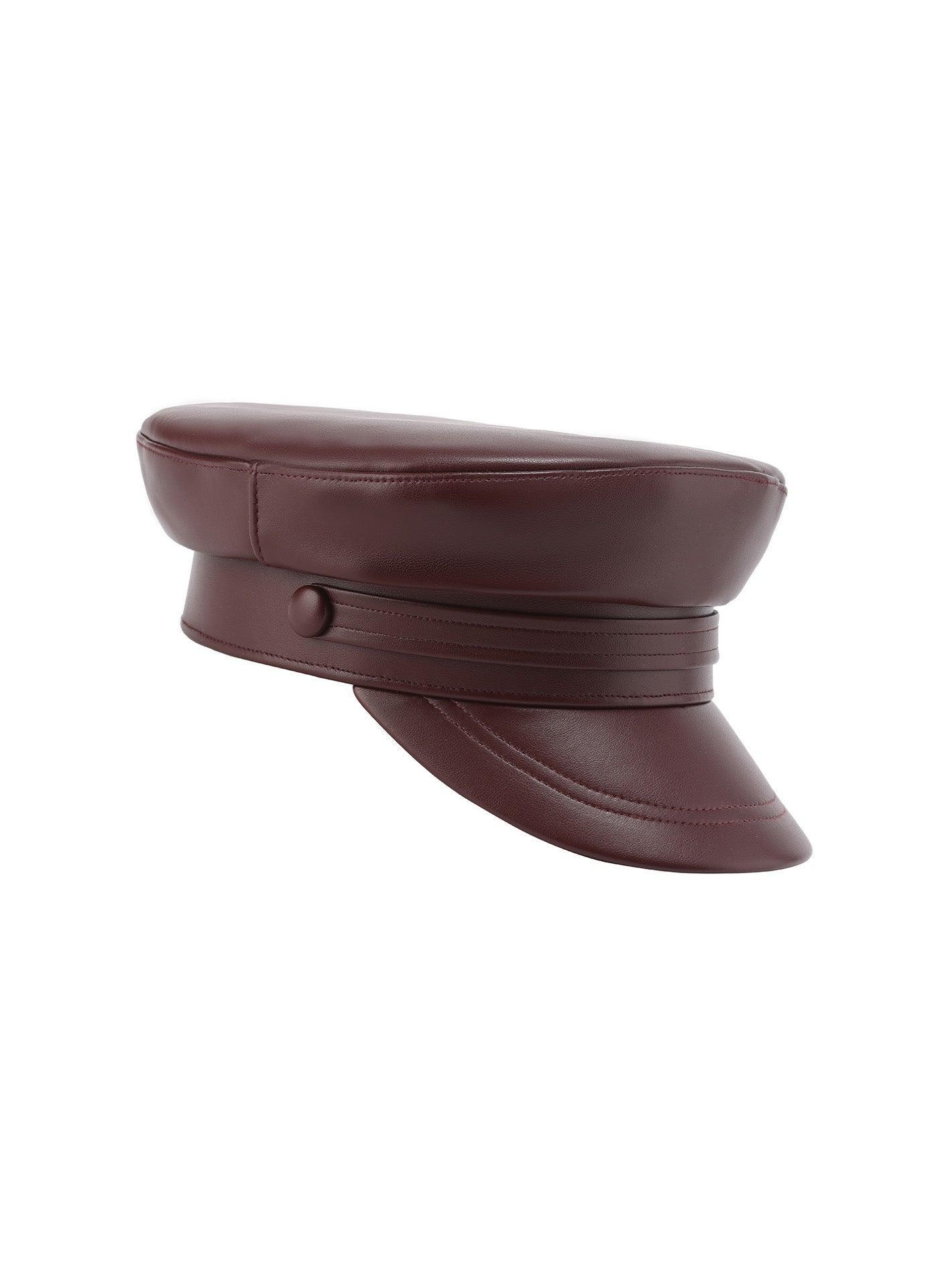 Mirabel Faux Leather Hat (Brown) Product Image