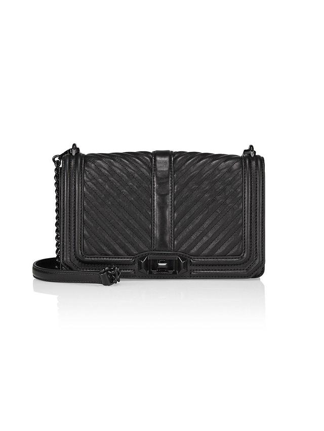 Womens Chevron Quilted Leather Love Crossbody Bag Product Image