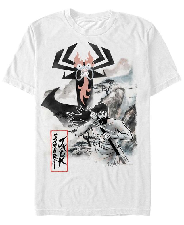 Mens Cartoon Network Samurai Jack Aku Watercolor Tee White Product Image