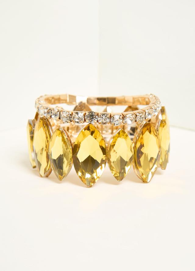 Plus Size Crystal Gold Tone Bracelet Set Ashley Stewart Product Image