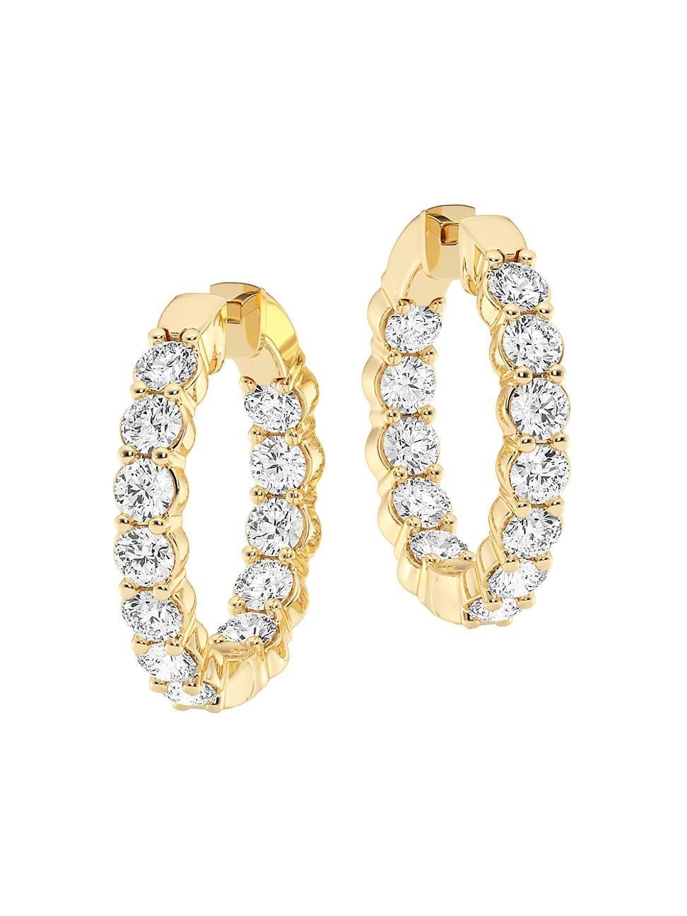 Womens 14K Yellow Gold & 6 TCW Lab-Grown Diamond Inside-Out Hoop Earrings Product Image