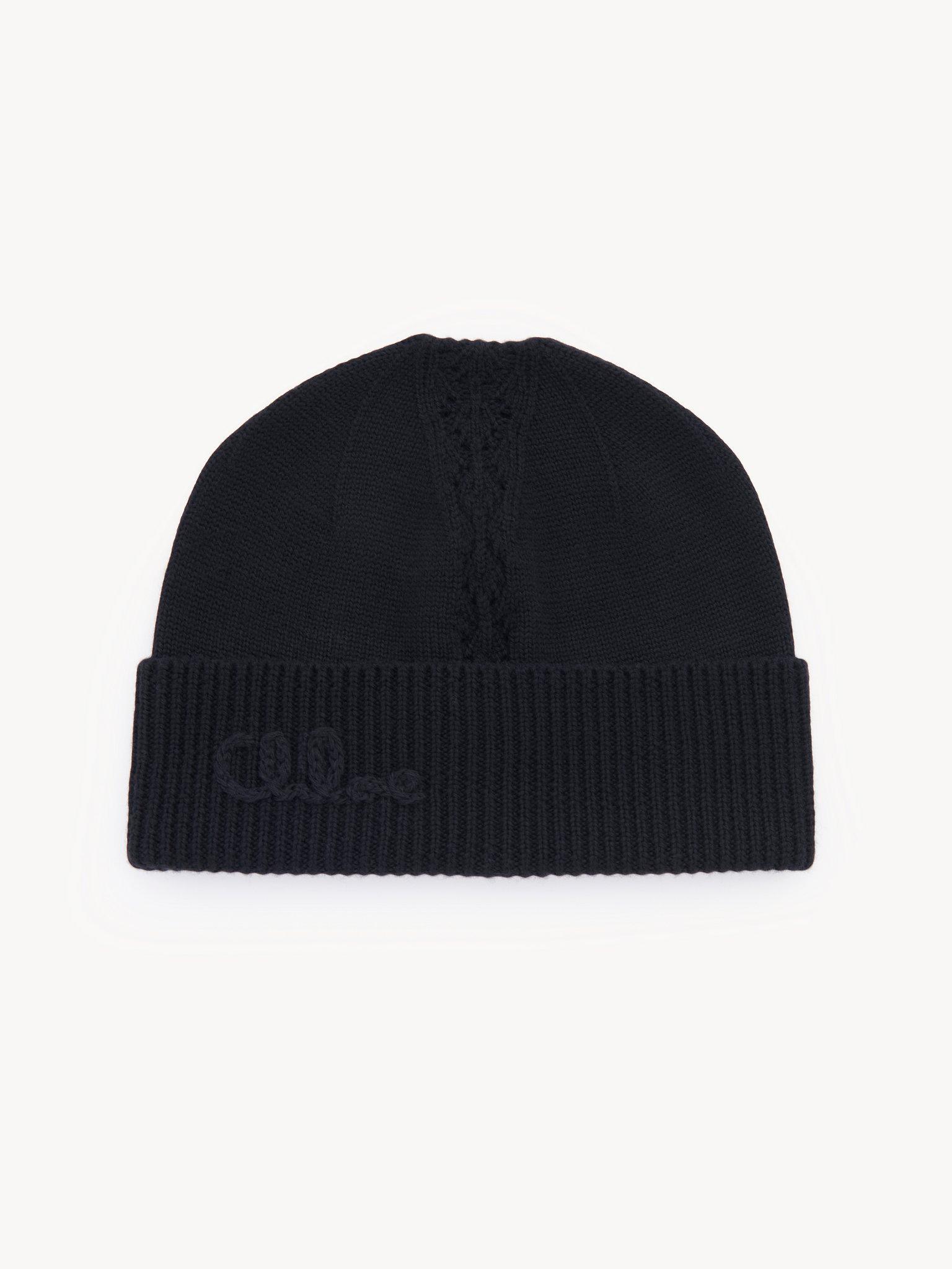 The Chloé Lace Knit beanie in wool & lace jacquard Product Image