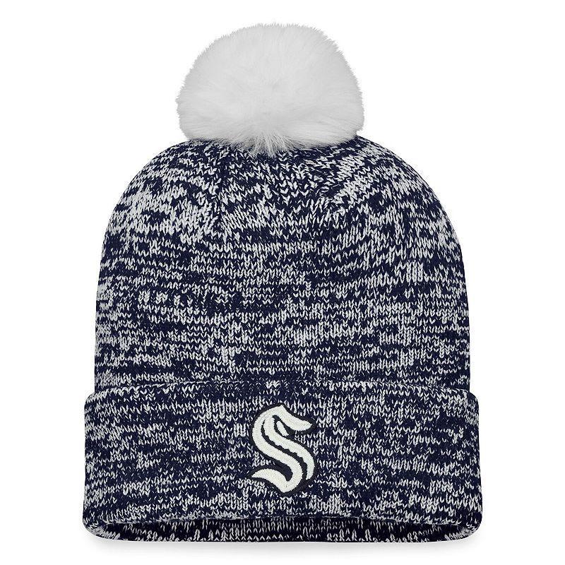 Womens Fanatics Branded Deep Sea Blue Seattle Kraken Glimmer Cuffed Knit Hat with Pom, Krk Blue Product Image