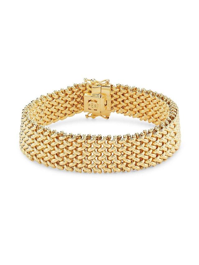 Polished Wide Woven Mesh Link Chain Bracelet in 18k Gold Product Image