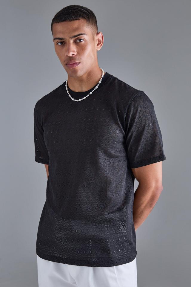 Diamond Crochet T-shirt | boohooMAN USA Product Image