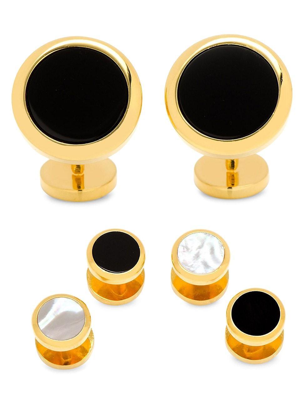 Double-Sided Onyx Mother-of-Pearl Cuff Links Stud Set Product Image