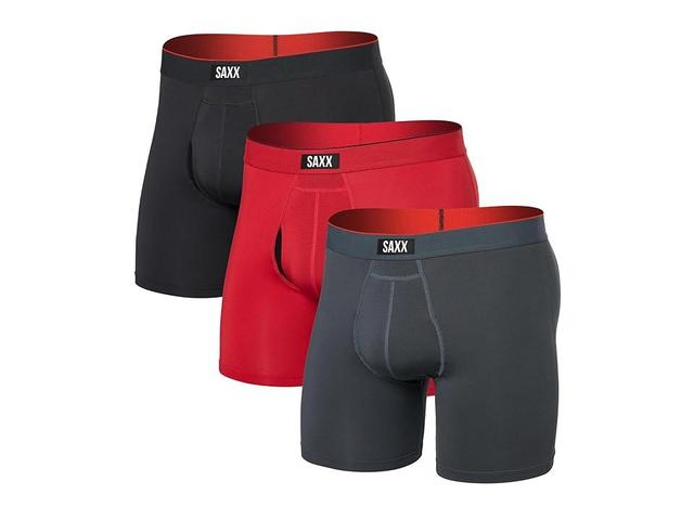 SAXX UNDERWEAR -Sport Mesh Boxer Brief Fly 3-Pack (Sunset Red/Turbulance/Faded Black) Men's Underwear Product Image