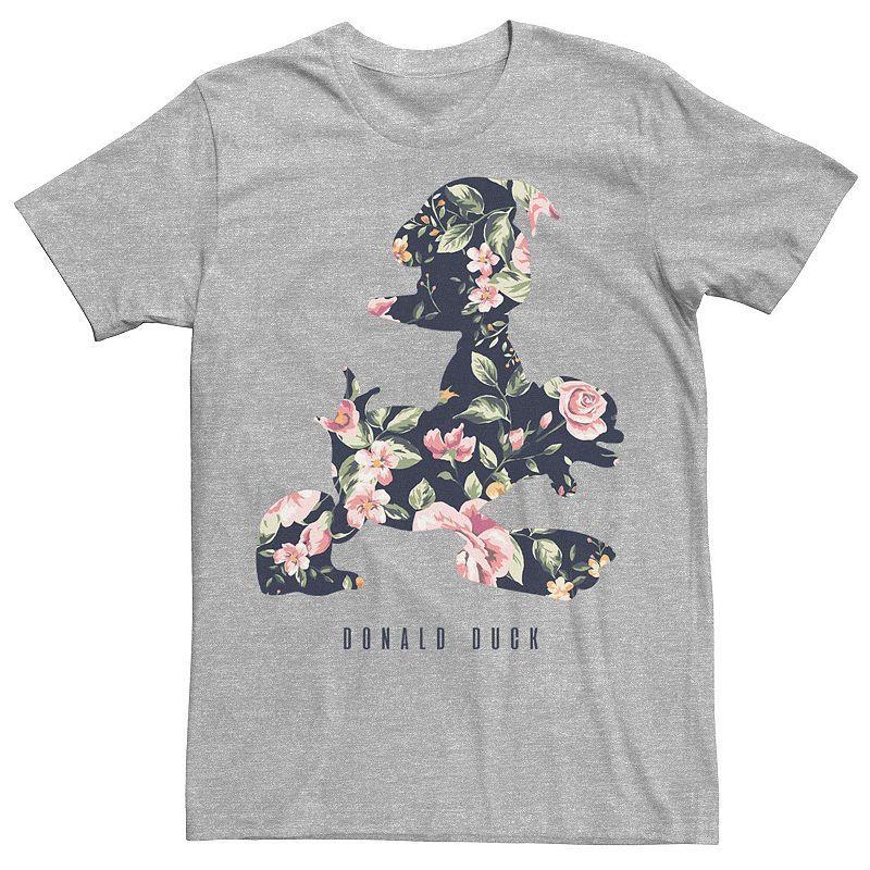 Disneys Donald Duck Floral Fill Silhouette Mens Tee Athletic Grey Product Image