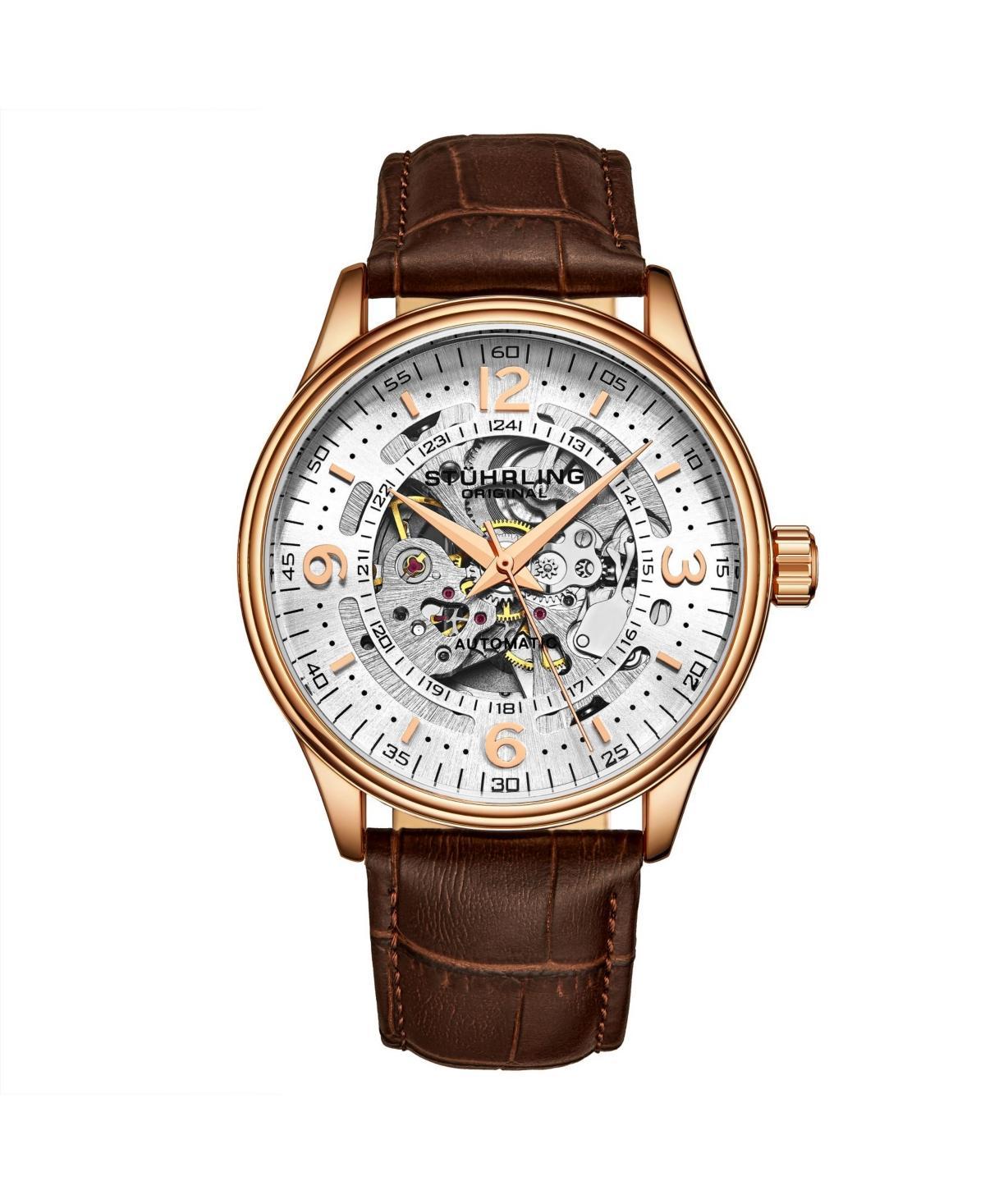 Stuhrling Mens Brown Leather Strap Watch 42mm Product Image