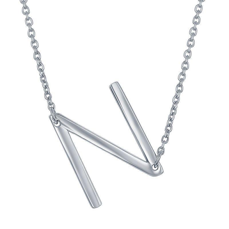 Sterling Silver Sideways Initial Necklace, Womens Sterling J Product Image