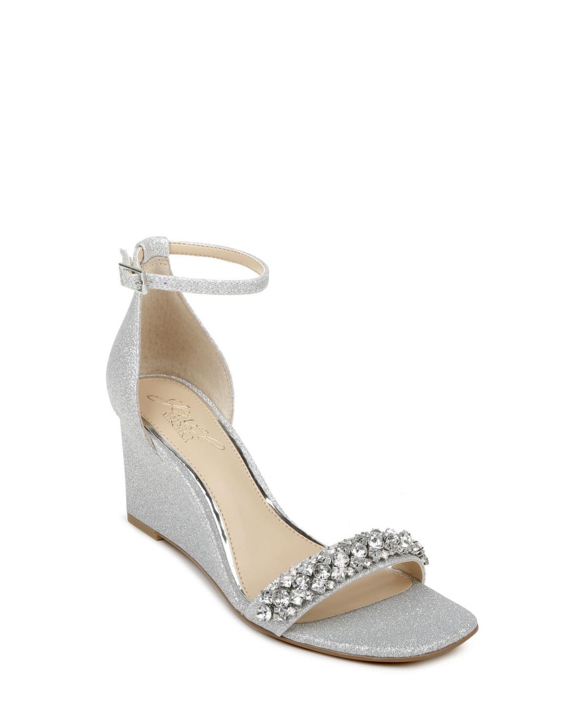 Jewel Badgley Mischka Women's Peggy Embellished & Glitter Sandals - Silver - Size 6  - female - Size: 6 Product Image