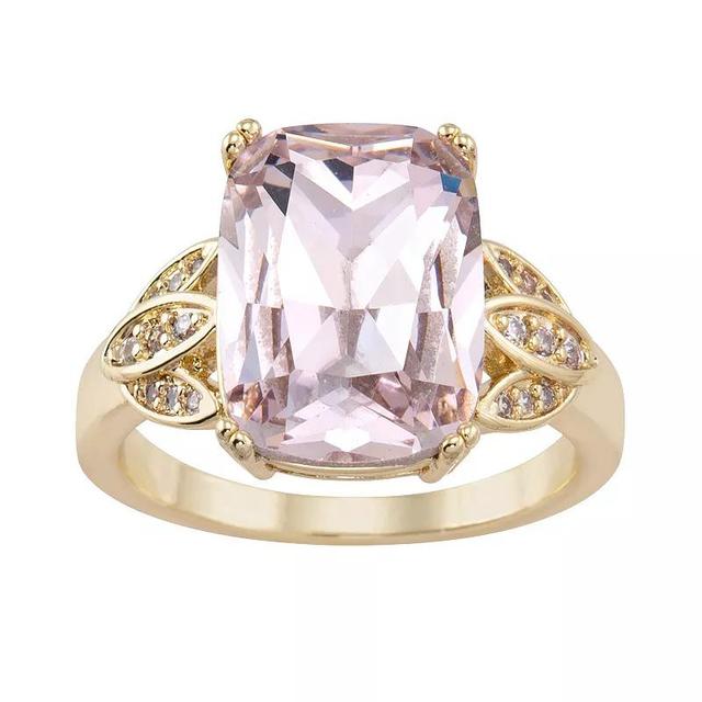 Brilliance Gold Tone Cubic Zirconia & Pink Crystal Blossom Ring, Womens Gold Tone Pink Product Image