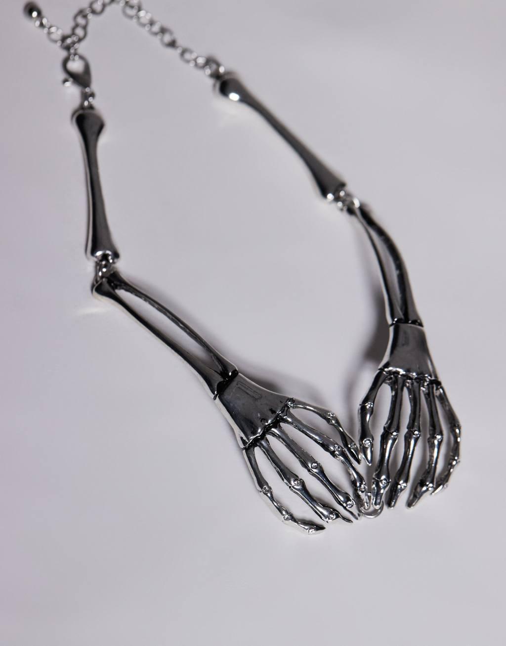  ASOS DESIGN choker necklace with skeleton hand design Product Image