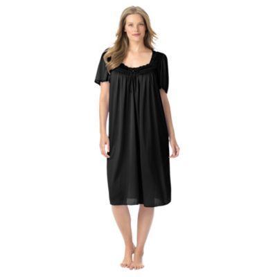 Plus Size Short Silky Lace-Trim Gown Product Image