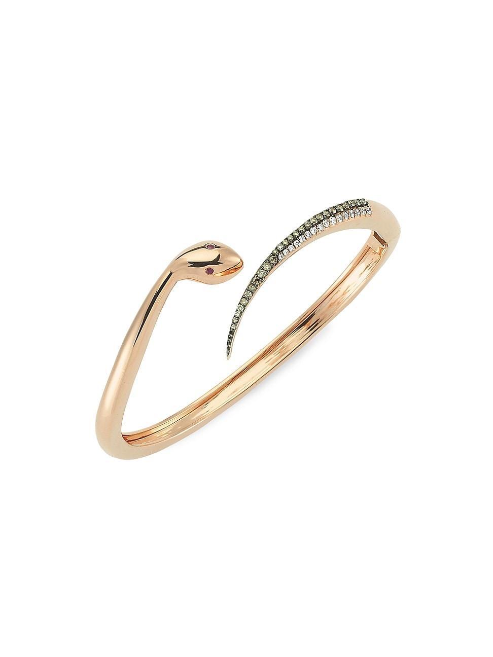 Womens Eve 14K Rose Gold, 0.32 TCW Diamond & Ruby Serpent Bangle Product Image