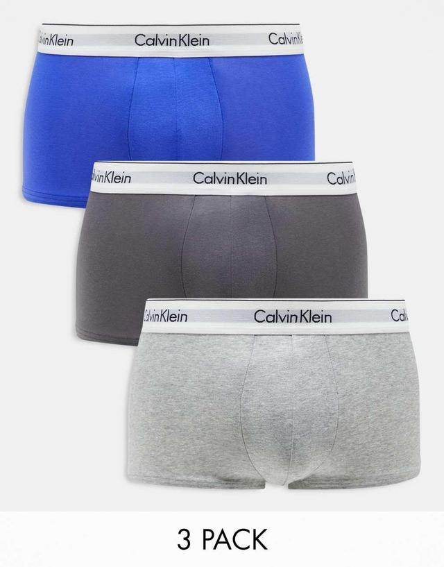 Calvin Klein cotton stretch low rise trunks 3 pack in multi Product Image