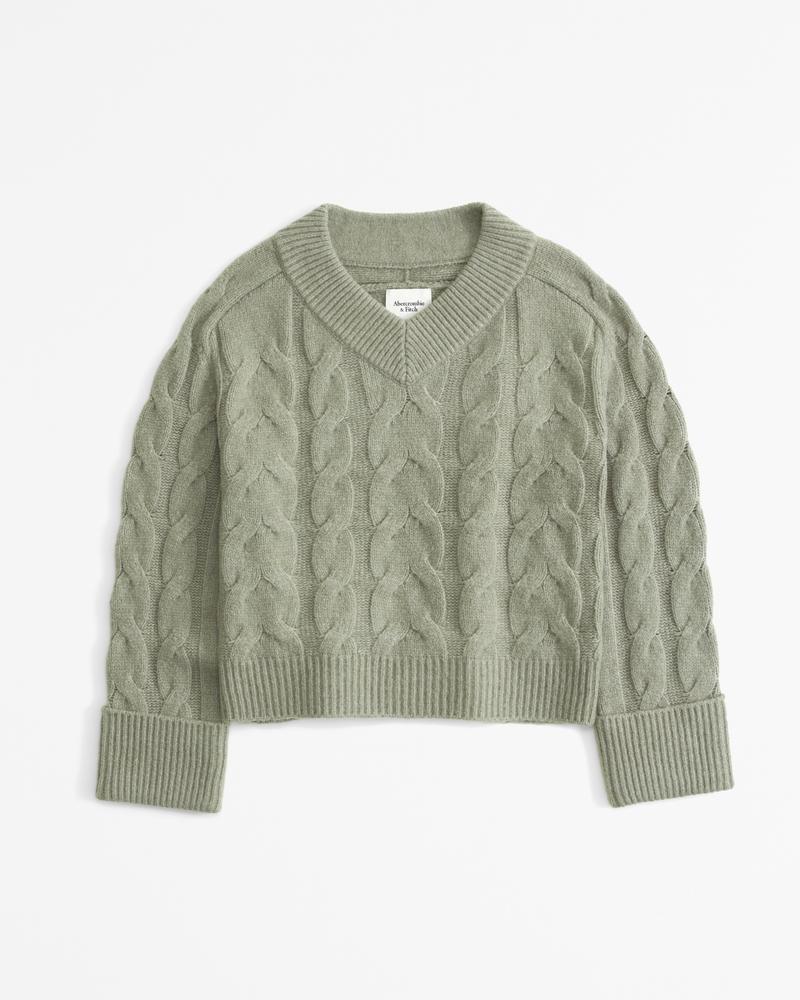 Easy V-Neck Cable Sweater Product Image