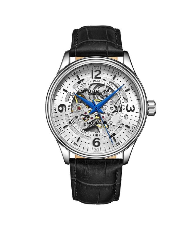 Stuhrling Mens Black Leather Strap Watch 42mm Product Image