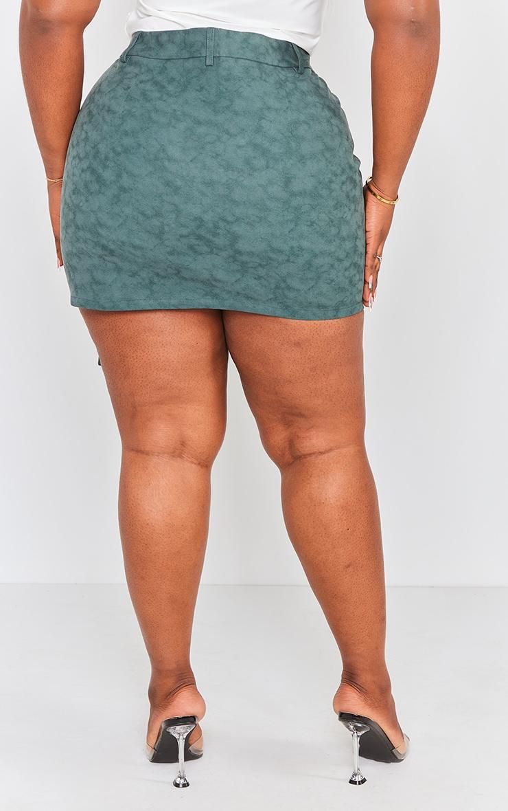 Plus Green Washed Faux Leather Pocket Cargo Mini Skirt Product Image