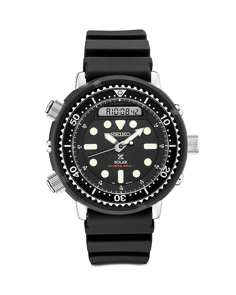 Seiko Mens Prospex Solar Hybrid Diver Black Silicone Strap Watch Product Image