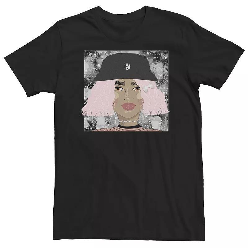 Big & Tall Trendy Pink Hair Glam Girl Portrait Tee, Mens Grey Heather Product Image