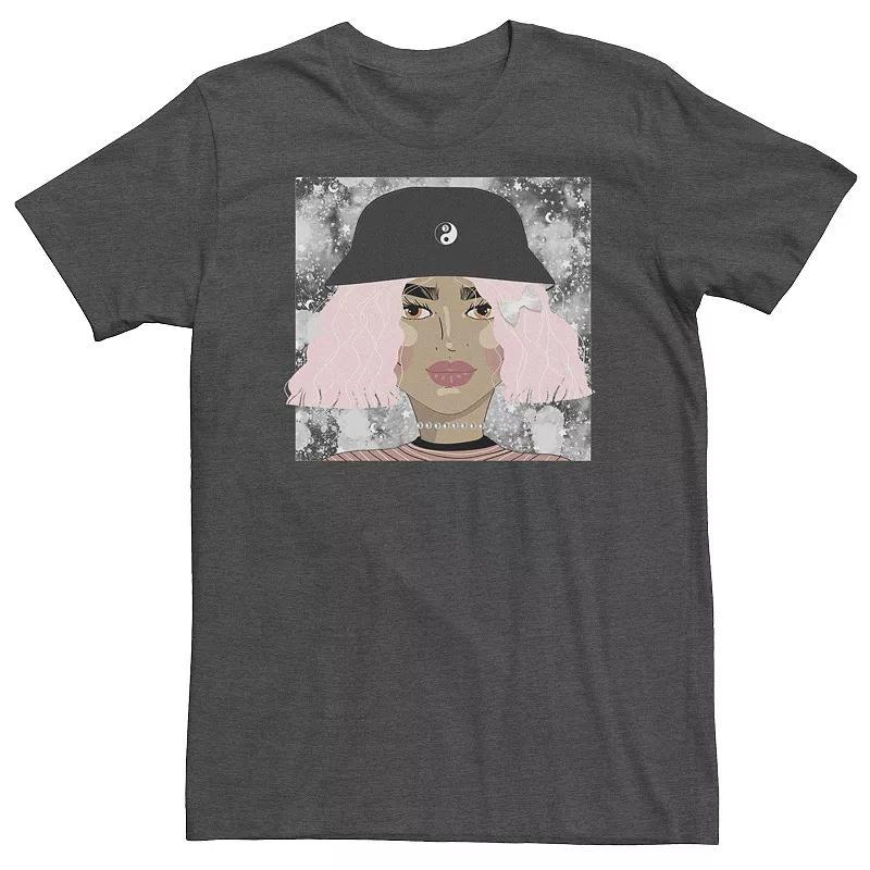 Big & Tall Trendy Pink Hair Glam Girl Portrait Tee, Mens Grey Heather Product Image