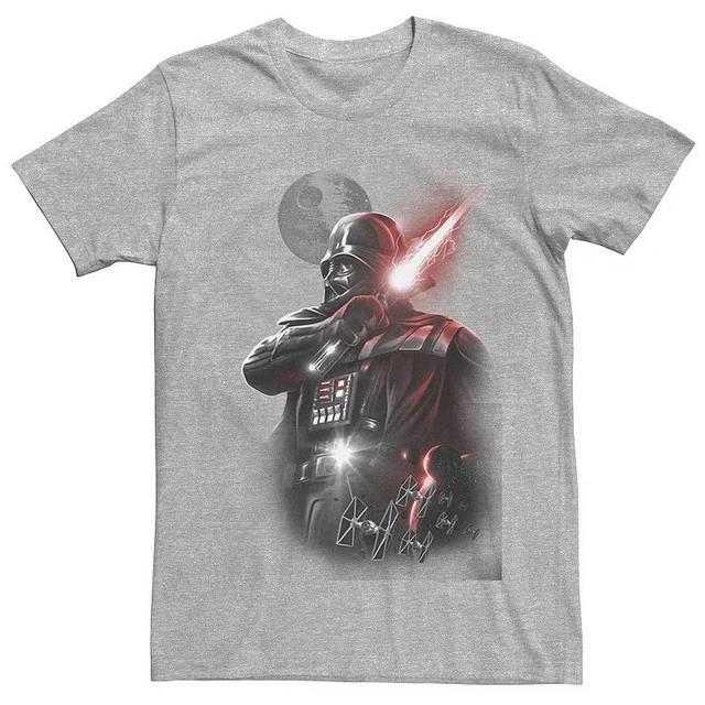 Mens Star Wars Darth Vader Lightsaber Portrait Graphic Tee Athletic Grey Product Image