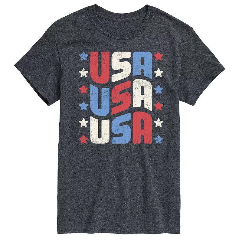 Mens USA Stacked Graphic Tee. Grey Blue Product Image