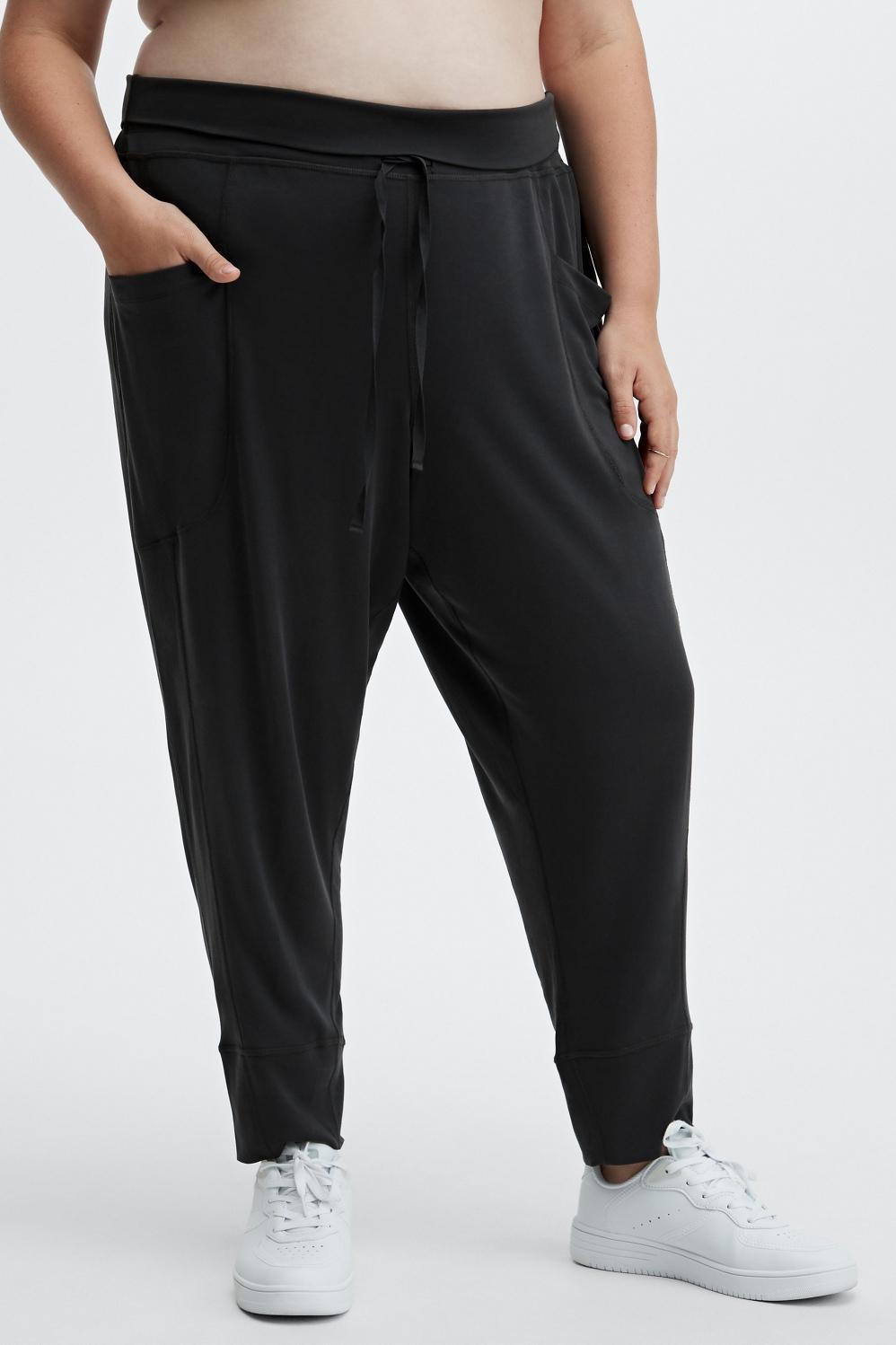 Fabletics Sleek Knit Drawstring Pant Womens black plus Size 1X Product Image