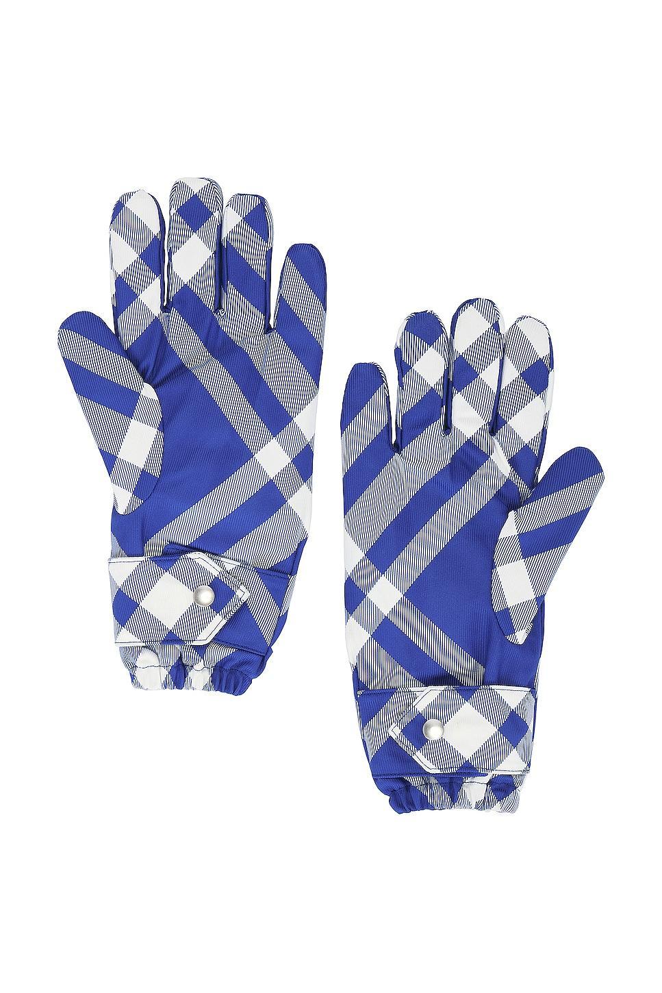 Burberry Tri Bar Check Cold Weather Nylon Gloves Blue. (also in ). Product Image