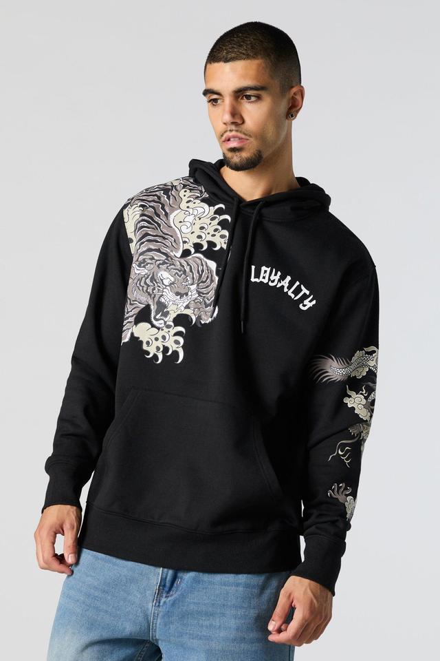 Tiger Graphic Fleece Hoodie Male Product Image