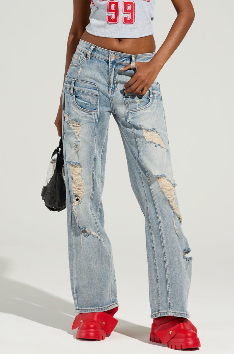 MADDIE MID RISE WIDE LEG JEANS Product Image