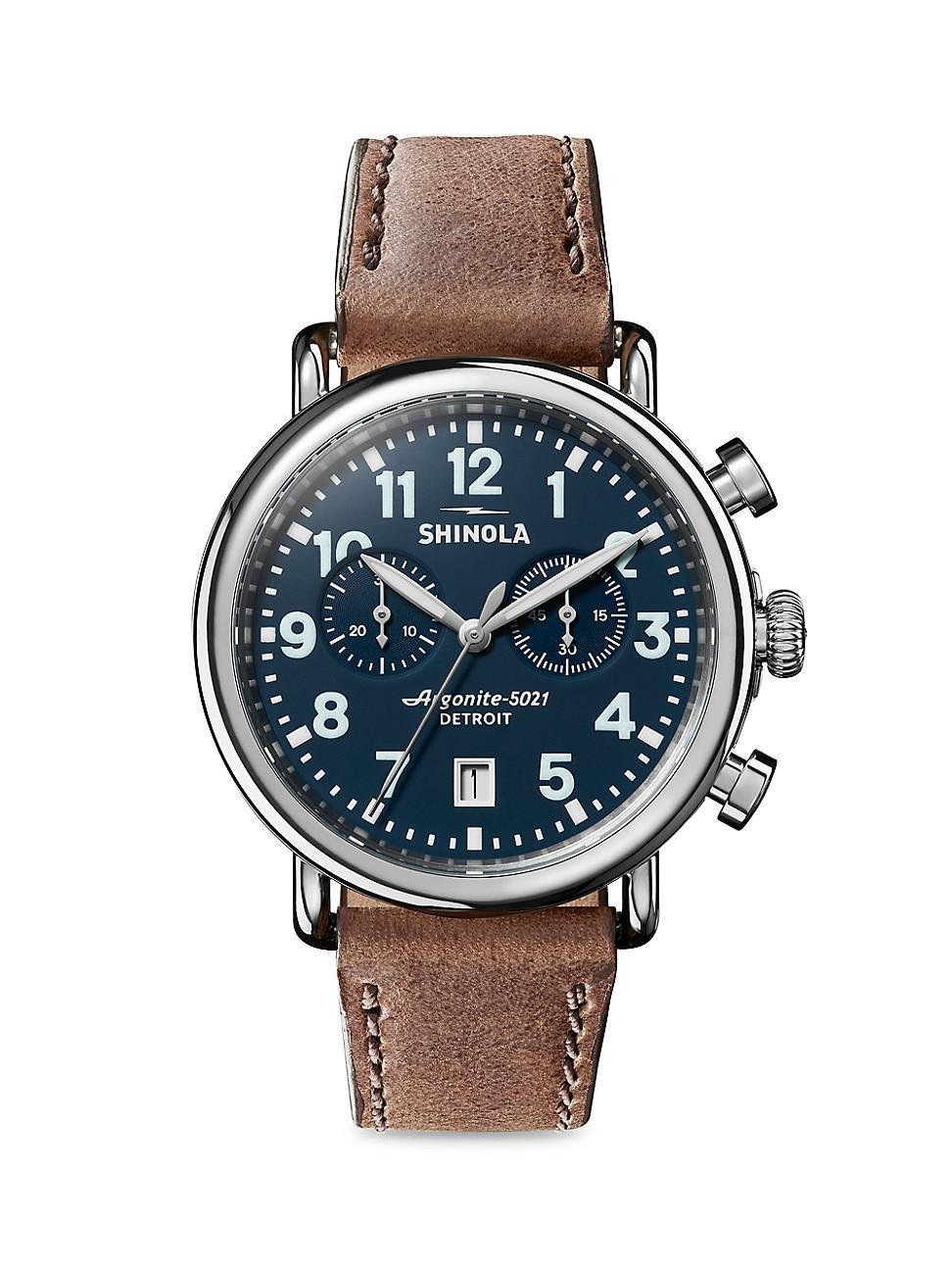 Mens 41mm Runwell 2-Eye Chrono Leather Watch Product Image