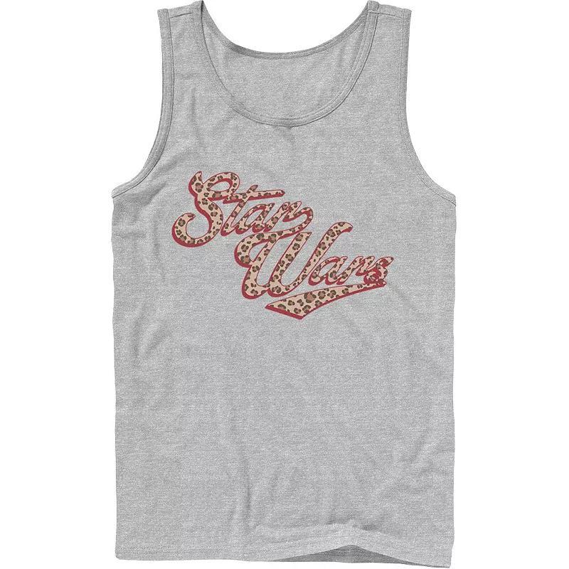 Mens Star Wars Cursive Cheetah Fill Logo Tank Top Athletic Grey Product Image