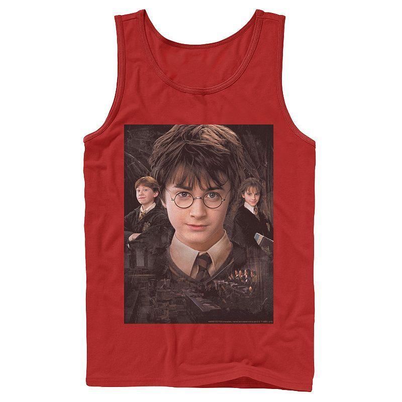 Mens Harry Potter Chamber Of Secrets Harry Ron Hermione Poster Graphic Tank Top Grey Product Image