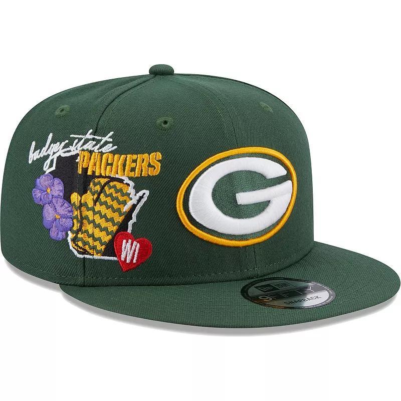 Mens New Era Green Green Bay Packers Icon 9FIFTY Snapback Hat Product Image