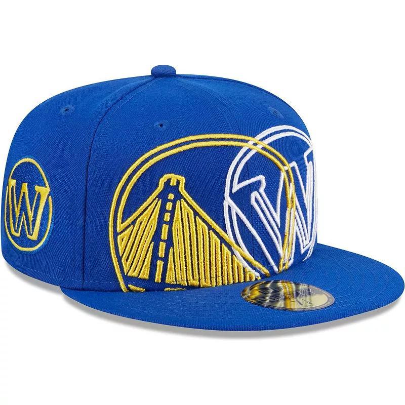 Mens New Era Royal Golden State Warriors Game Day Hollow Logo Mashup 59FIFTY Fitted Hat Product Image