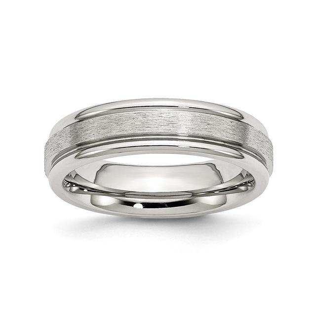 Chisel Stainless Steel Satin 6mm Grooved Edge Band Ring Product Image