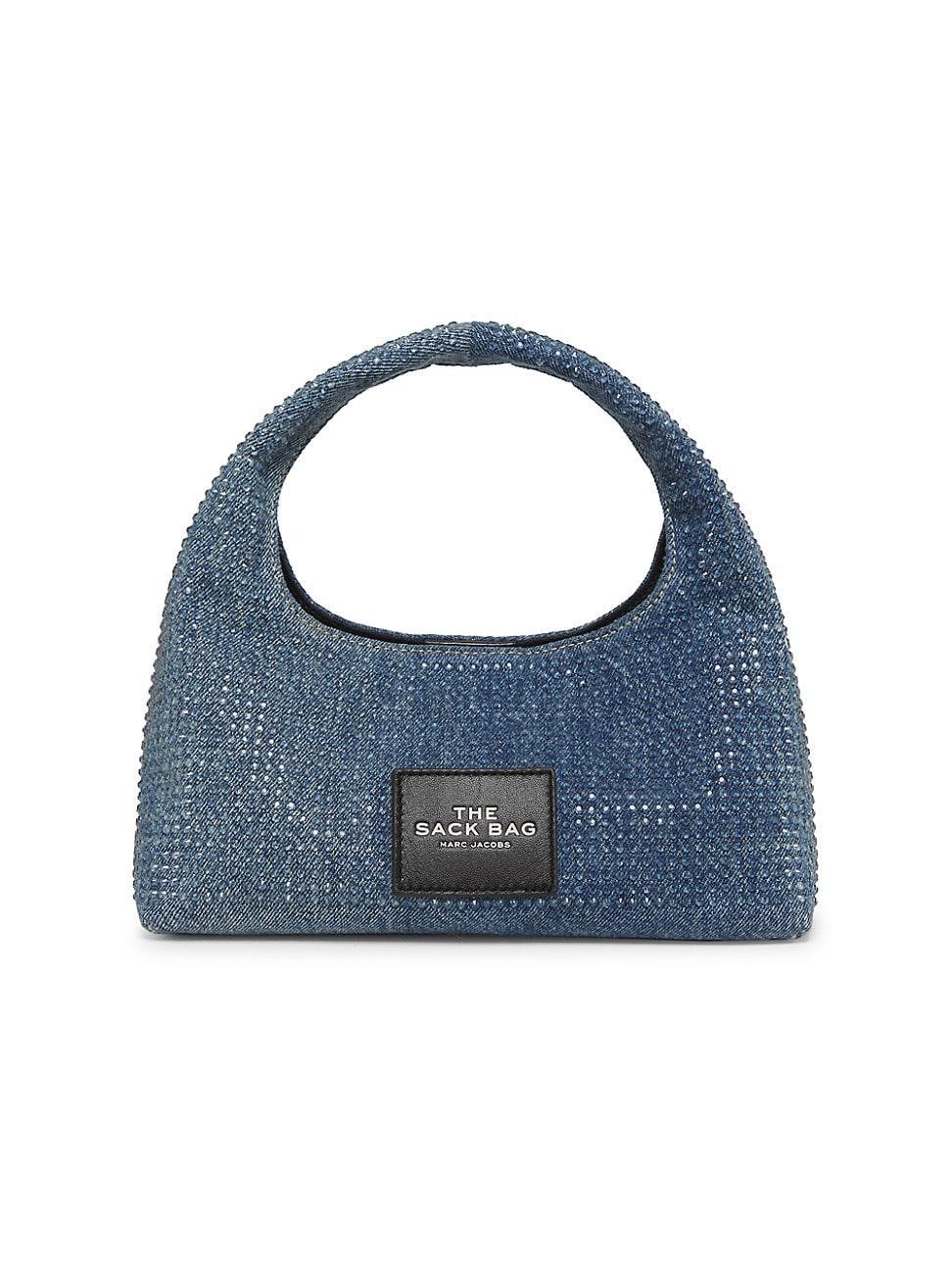 Womens Crystal-Embellished Denim Tote Bag Product Image