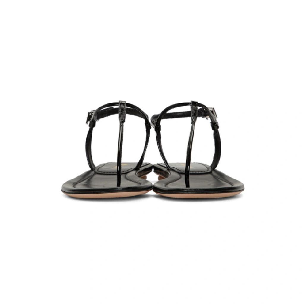 Black Patent Leather Thong Sandals Product Image