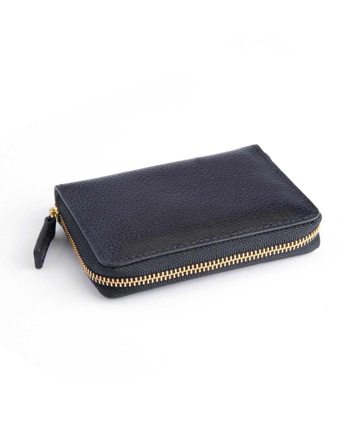 Royce Leather Zippered Credit Card Case, Black - Size: One Size Product Image