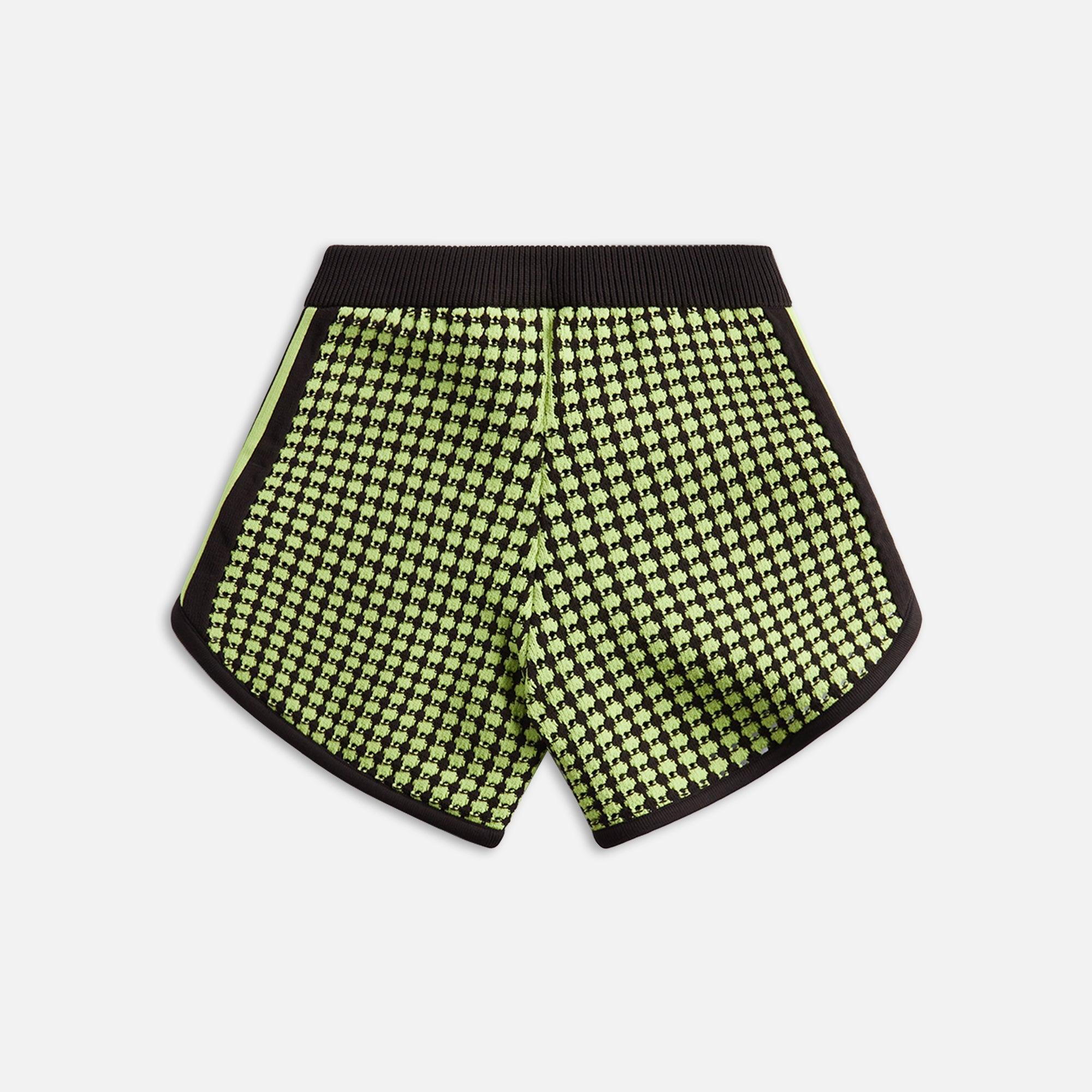 adidas Originals by Wales Bonner Crochet Shorts - Brown / Lime Green Male Product Image